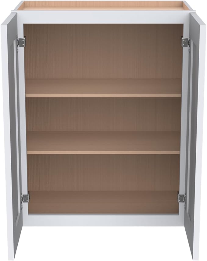 Wall-Mounted Cabinet – Solid Wood Shaker Style Medicine Cabinet with Adjustable Shelves & Soft-Close Doors for Bathroom, Kitchen, and Office Storage (White, 36" W x 12" D x 42" H)