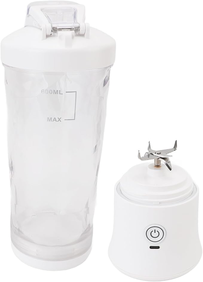 Portable Blender, 600ml 18000RPM USB C Rechargeable Mini Juicer Cup with Stainless Steel Blades and RGB Light, for Travel Gym Outdoor Sports