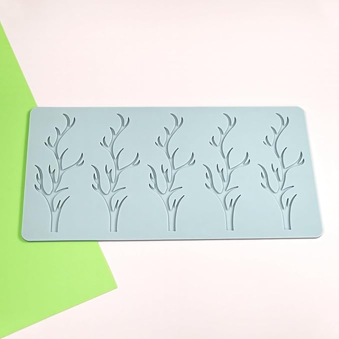TUKE 3D Branch Silicone Tuile Fondant Mold for Baking, Polymer Clay, Sugar Craft - Hollow Candy Lace Design (9.52x4.92x0.12inch)