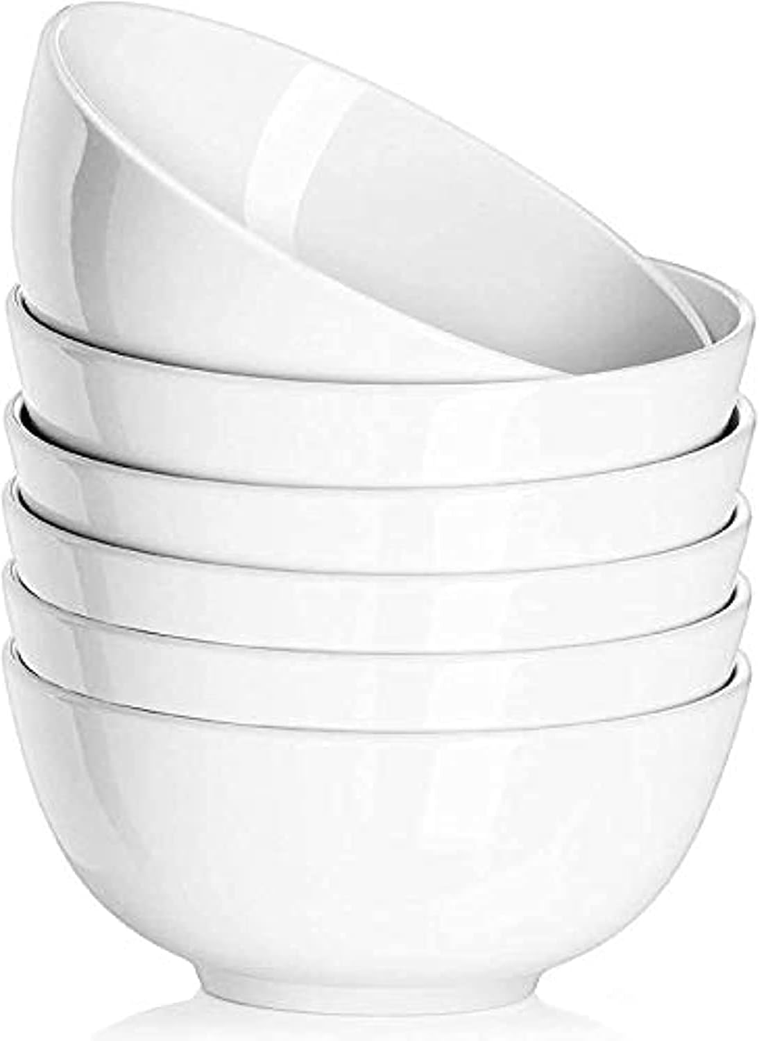 DELLING Porcelain Bowls - Set of 6 White Ceramic Small Bowls for Dessert, Snacks, Condiments & Side Dishes