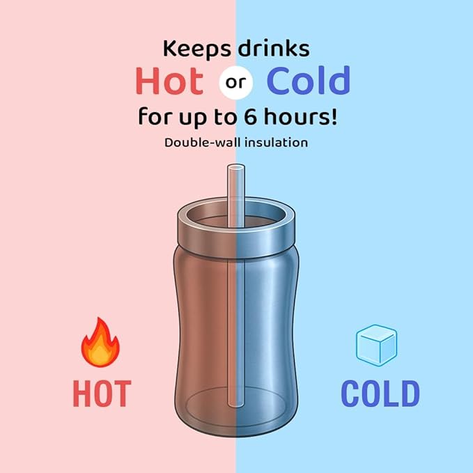 GROSMIMI Insulated 316 Stainless Steel Spill Proof Straw Cup, Water bottle with Flip Top for Toddlers, BPA Free (bear, 6oz)