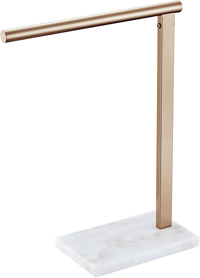 KOKOSIRI Hand Towel Rack Free Stand Towel Holder with Steady Marble Base for Bathroom Vanity Countertop, Champagne Bronze Stainless Steel 15.7'' Height THS0006-CPG