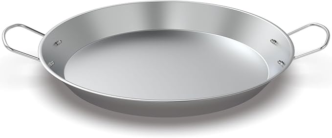 Stainless Steel Pan with 2 Handles, 18.5in Round Grill Griddle for TIKI Solo Stove Cuisinart Fire Pit Kamado Charcoal Grill Weber Kettle and More, Oven and Induction Safe for Indoor & Outdoor Use