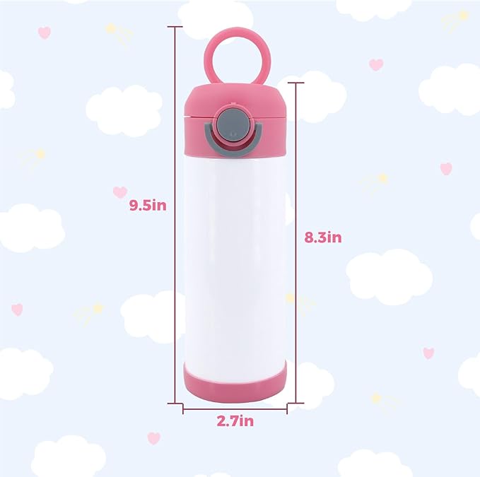 12 Pack 12 OZ Sublimation Straw Sippy Cup Spill Proof Blank Tumblers Mixed Color Stainless Steel Thermoses for Hot Drinks Double Wall Vacuum Insulated Water Bottle for School (12)