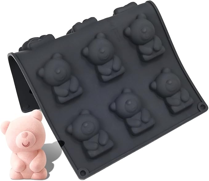 Silicone Chocolate Mold for Decorating, 12 Cavity Bear Shaped Candy Molds for Baking Supplies, Molds for Chocolate, Cake, Ice Cube, Gummy, Resin, Soap Making (G_ Bear)