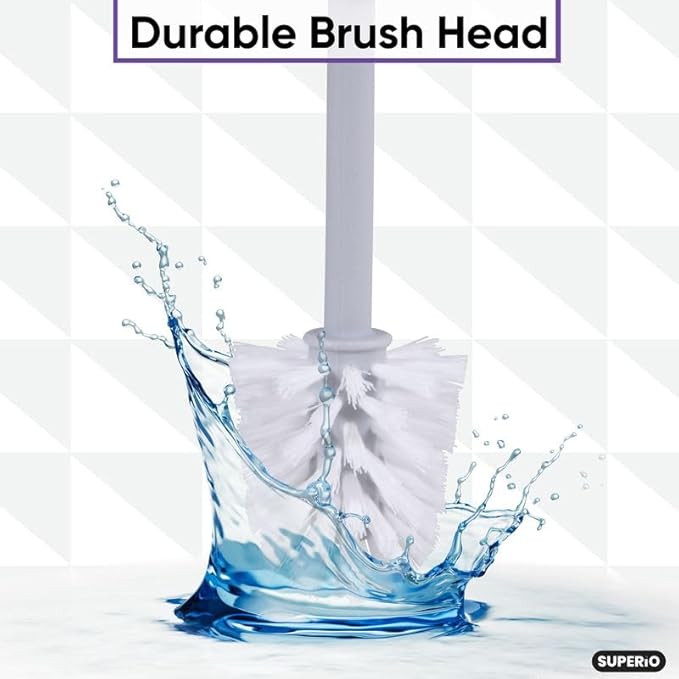 Decorative Plastic Toilet Bowl Brush and Holder Set, Brown (2 Pack) Cleaner Scrubber for Bathroom - Ribbed Design