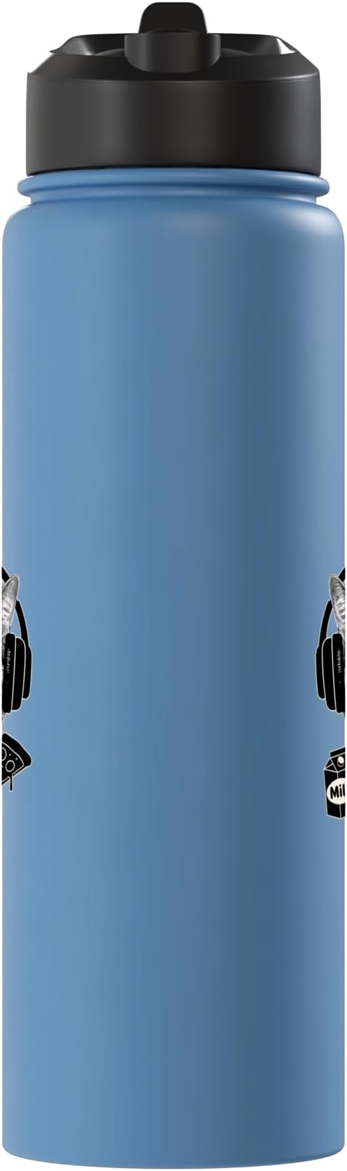 Cat With Headphones Milk Pizza Retro Alien Nostalgia Stainless Steel Insulated Water Bottle