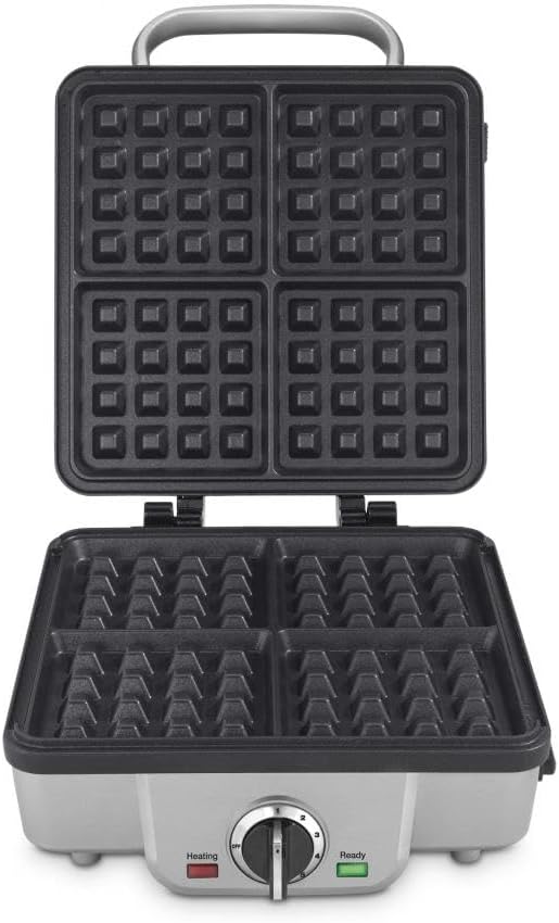 Cuisinart Belgian Waffle Maker with Pancake Plates, Nonstick Plates, 6 Browning Levels, Ready Indicator Lights, Temperature Control, Deep Waffle Pockets, WAF-300P1, Brushed Stainless