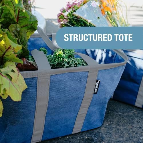 CleverMade EcoBasket Reusable Grocery Tote - 30L - Pack of 1 - Gray Black - Collapsible Storage Shopping Organizer - Heavy Duty Utility Bag Home