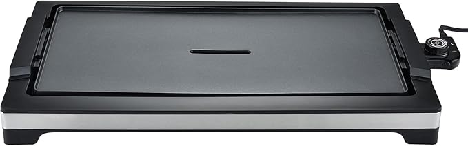 Electric Smokeless Indoor Griddle, Flat Top Grill, 1800W Fast Heat Up BBQ Grill, Large Nonstick Cooking Plate, 5 Levels Adjustable Temperature, Detachable & Dishwasher Safe, Cool-touch Handles, Black