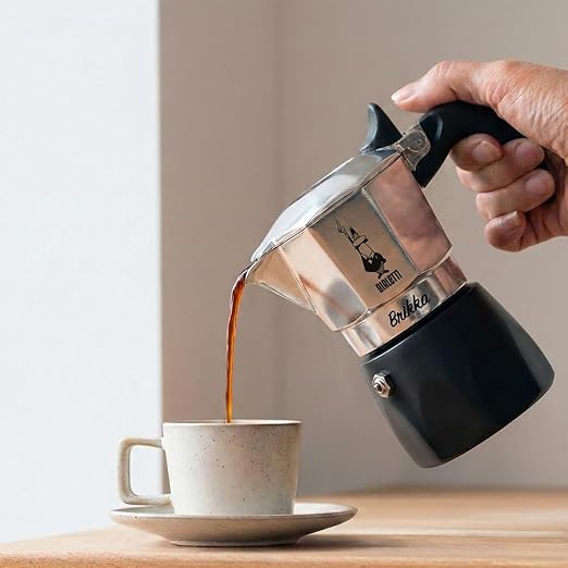 Bialetti Brikka Moka Pot - Crema-Rich Stovetop Espresso Maker, Italian Coffee Maker, 2 Espresso Shots (3.4 oz - 100 ml), Black