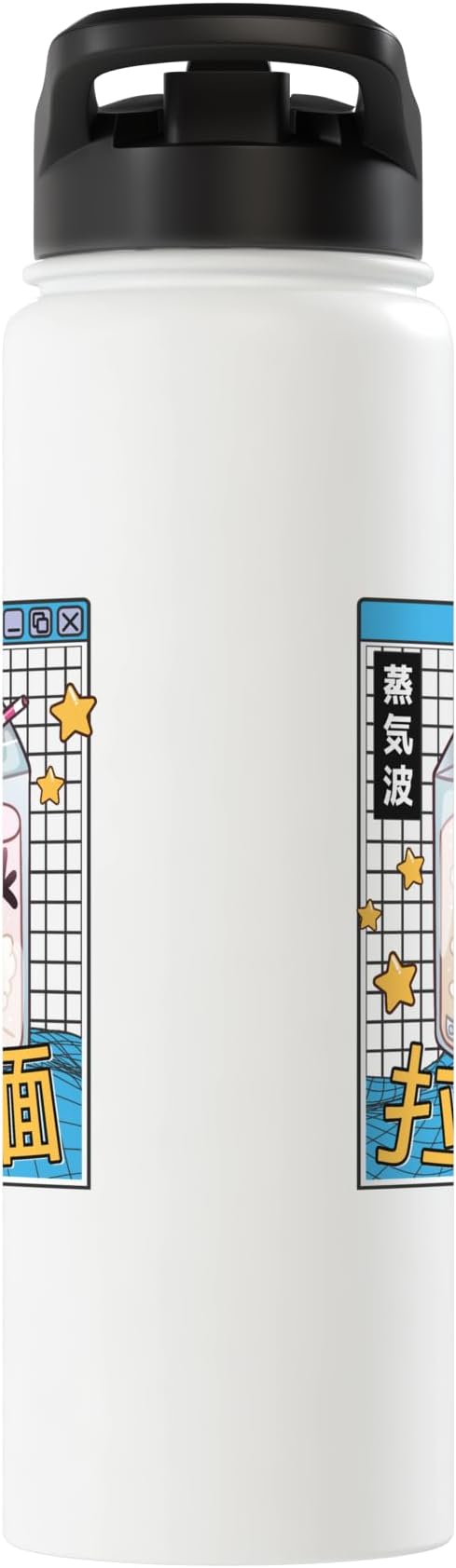 Japan Milk Carton Kawaii Grid Vaporwave Aesthetic Anime Stainless Steel Insulated Water Bottle