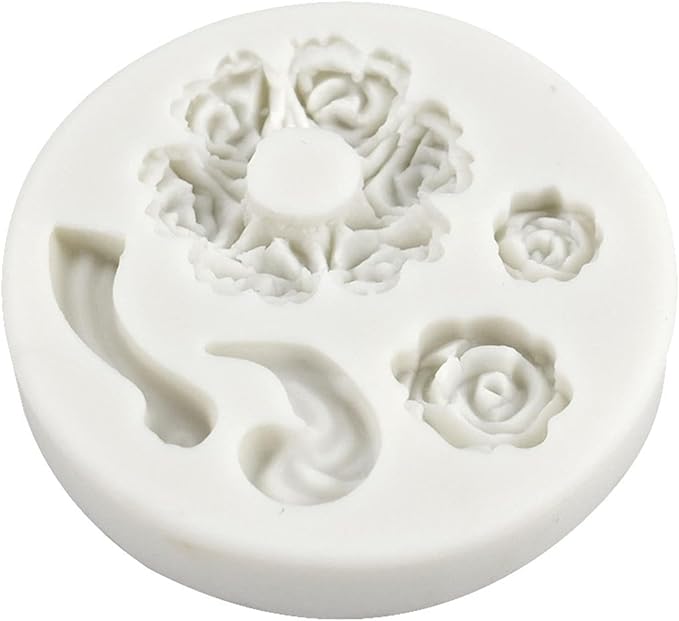 White Dessert Mold Food Grade Mini Rose Flower Teapot Mold Fondant Gum Paste Pastry Baking Molds