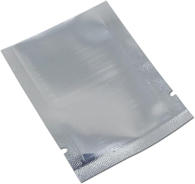 Silver Aluminum Foil Pouch Heat Seal Front Window Plastic Mini Open Top Flat Vacuum Packaging Mylar Bag Food Small Sample Mylar Storage with Tear Notch (100, 11x16cm (4.3x6.3 inch))
