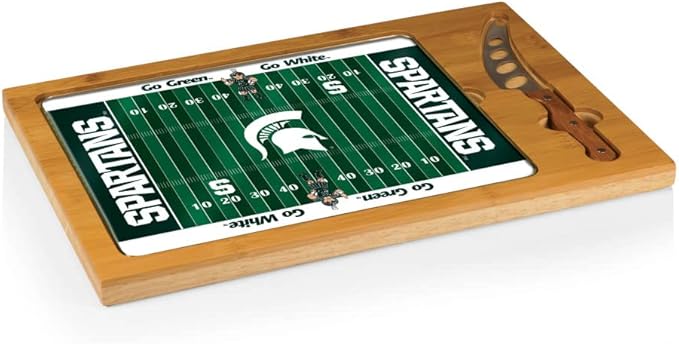 PICNIC TIME NCAA Icon Glass Top Cutting Board & Knife Set, Cheese Boards Charcuterie Boards, Serving Platter, (Parawood & Bamboo)