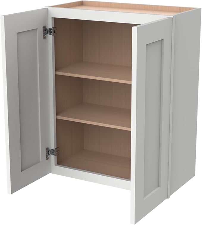 Wall-Mounted Cabinet – Solid Wood Shaker Style Medicine Cabinet with Adjustable Shelves & Soft-Close Doors for Bathroom, Kitchen, and Office Storage (Origami White, 39" W x 12" D x 30" H)