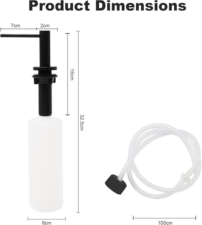Soap Dispenser for Kitchean Sink, Built in Black Soap Dispenser Stainless Steel Soap Pump with 40" Extension Tube and 500ml Bottle Easy to Refill