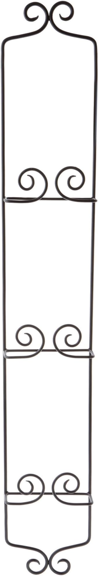 Bard's Black Wrought Iron Wall Mountable Vertical Hanger for 3 Plates, 39" H x 6" W x 2" D (For 8.5"-10" Plates), Pack of 3