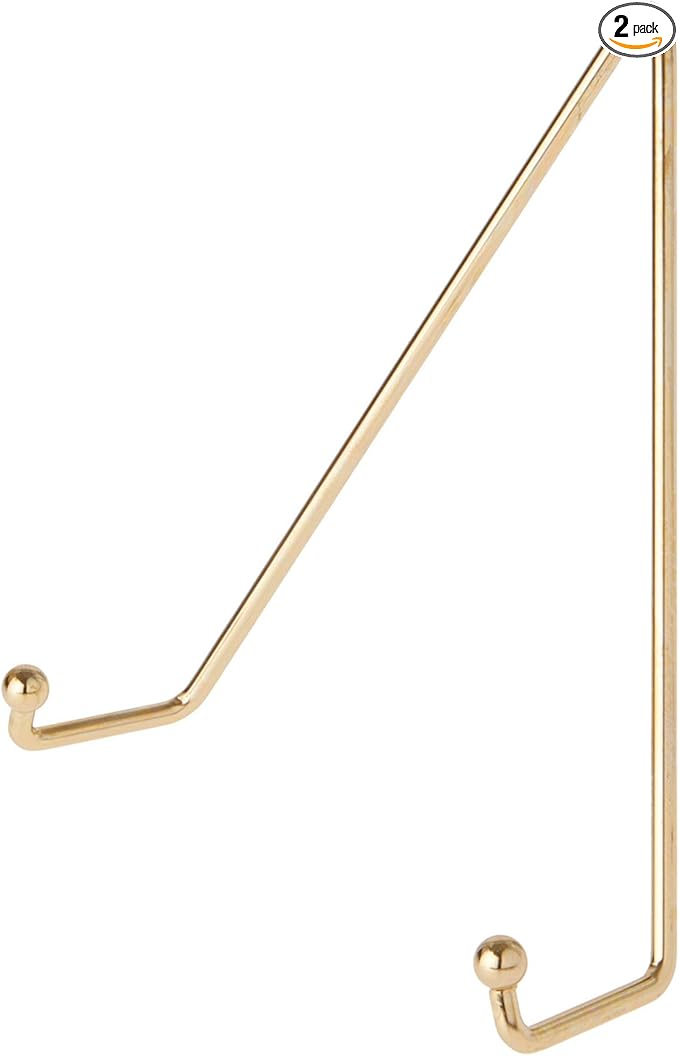 Bard's Shiny Gold-toned Wall Mountable Plate Hanger, 7.5" H x 6.25" W x 2.25" D (For Plates 8" - 10"), Pack of 2
