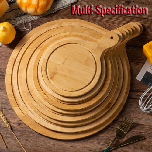 Pizza Serving Board Tray Set of 8, Wooden Lightweight Handles, Up to 13 Inches, Pizza Making Storage, Perfect for Parties and Gatherings,Light Brown,12inch