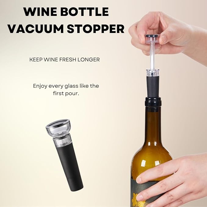 Rechargeable Electric Automatic Wine Bottle Opener Electric Aerator Foil Cutter Vacuum Stopper Pourer 7in1 Wine Accessories Set w Storage Stand Sleek Design Wine Lover Gift Home Kitchen Bar Must-Have