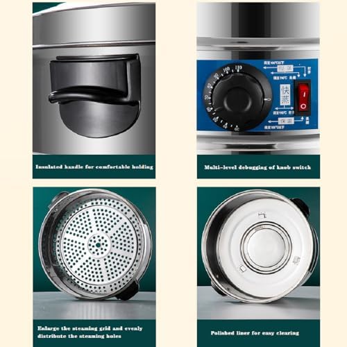 3-Tier Stainless Steel Electric Food Steamer - Automatic Heating & Static Control for Healthy Cooking - Ideal for Breakfast Meals & Meal Prep (220V)