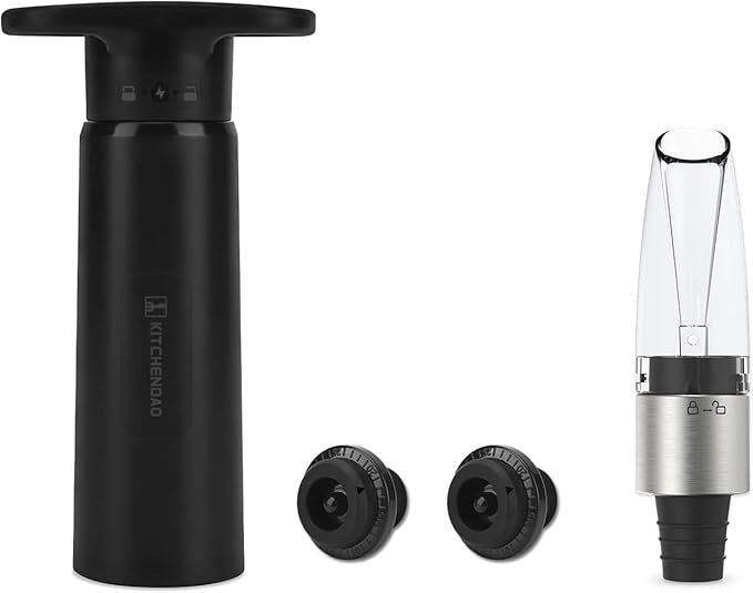 KITCHENDAO Wine Saver Pump with Sound Indicator and 2-in-1 Wine Aerator Pourer and Stopper