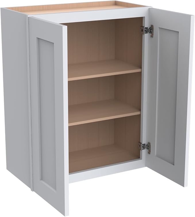 Wall-Mounted Cabinet – Solid Wood Shaker Style Medicine Cabinet with Adjustable Shelves & Soft-Close Doors for Bathroom, Kitchen, and Office Storage (White, 36" W x 12" D x 42" H)