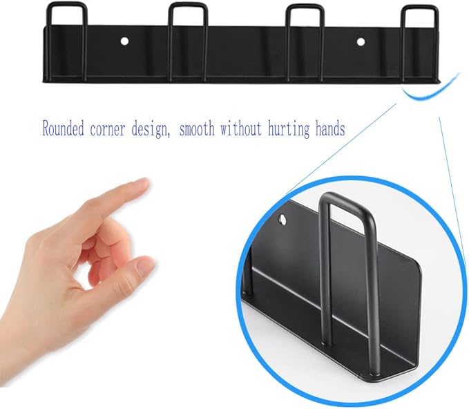 BAIEUEJO 2pcs Mug Hooks Wall-Mounted Mug Holder, Coffee Cups Holder Hanger no Drilling,Mug Rack Hooks with 4 Cup Holders,RV Must Haves Cups Storage Hooks for Kitchen,Living Room,Office (Black)