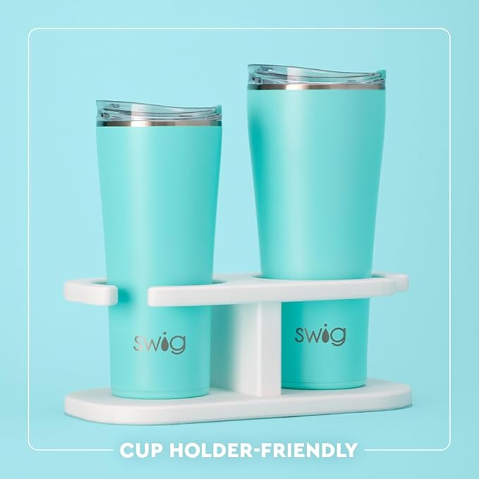 Swig Life 32oz Insulated Tumbler, Travel Coffee Tumbler with Lid, Cup Holder Friendly Travel Coffee Mug, Stainless Steel, 32 oz, Reusable Insulated Mug with Lid (Holy Cow)