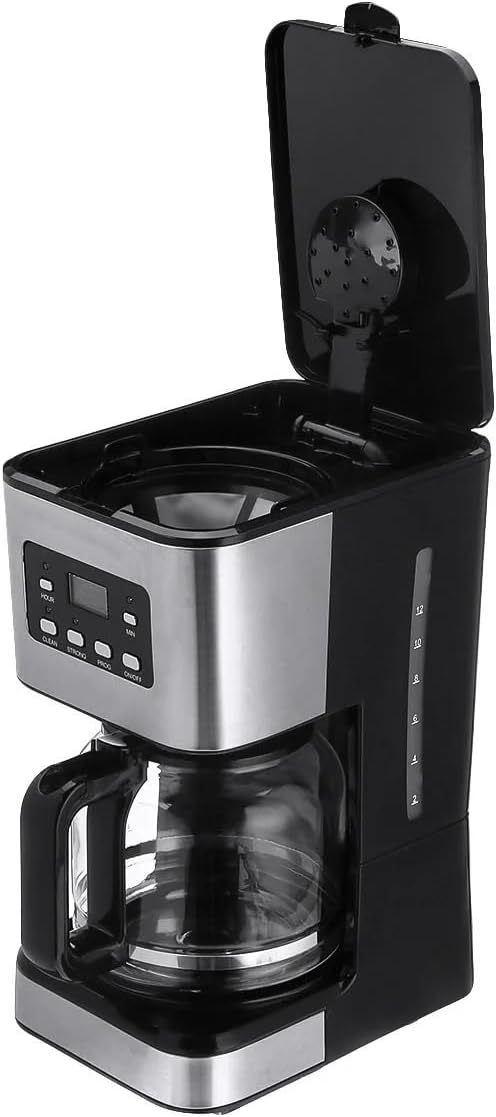 950W electric coffee machine 12 cups automatic drip coffee machine with coffee pot 220V automatic insulation function for home office use, WHITE