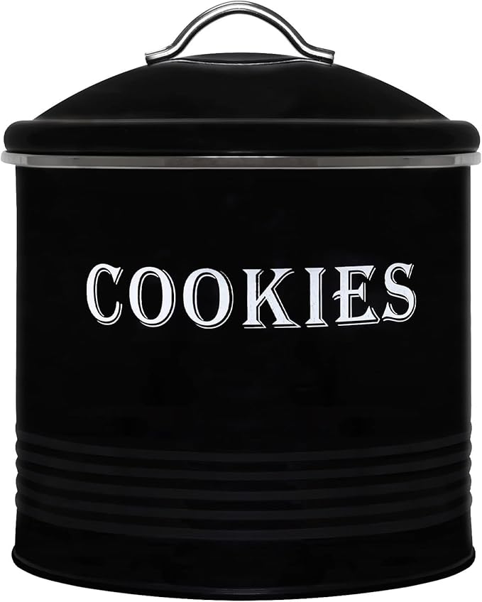 Blue Donuts Vintage Cookie Tin - Airtight Jar Containers, Kitchen Counter, Large Size, Gift Giving