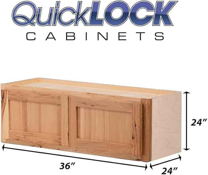 Quicklock RTA (Ready-to-Assemble) 42" Tall Wall Kitchen Cabinets - Shaker Style | 100% Hardwood | Made in America | Soft Close Hardware (Rustic Hickory, 24" D x 36" W x 24" H)
