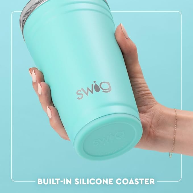 Swig Life 24oz Party Cup, Stackable Insulated Travel Coffee Tumbler with EZ Slider Lid, Cup Holder Friendly Travel, Stainless Steel 24 oz Tumbler, Reusable Mug (Giddy Up)
