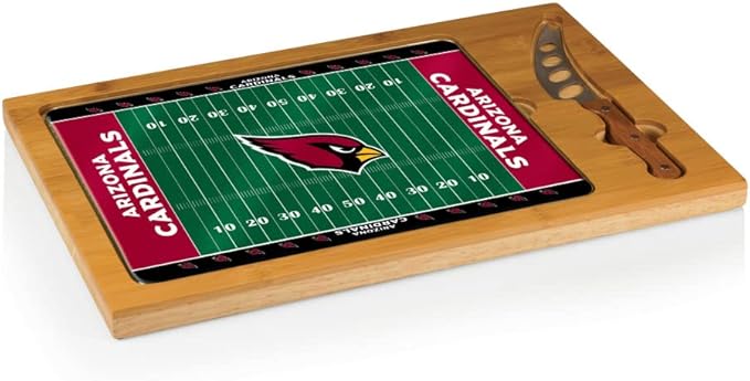 PICNIC TIME NFL Football Field Icon Glass Top Cutting Board & Knife Set, (Parawood & Bamboo)