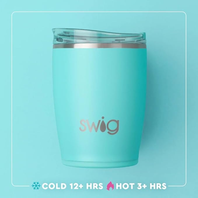Swig Life 12oz Insulated Tumbler, Halloween Travel Coffee Tumbler with Lid, Cup Holder Friendly Travel Coffee Mug, Stainless Steel, 12 oz Reusable Insulated Coffee Mug (Boo Crew Mummy)