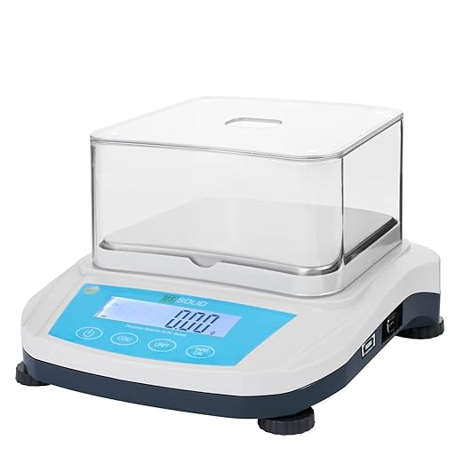 U.S. Solid Precision Lab Scale 600g x 0.01g- High Precision Analytical Balance w/USB and RS232 Interface, Detachable Draft Shield, 1 x 500g Calibration Weight,100-240 VAC