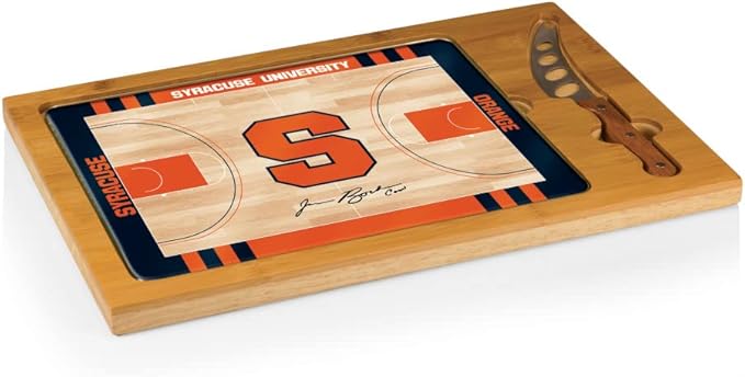 PICNIC TIME NCAA Icon Glass Top Cutting Board & Knife Set, Cheese Boards Charcuterie Boards, Serving Platter, (Parawood & Bamboo)