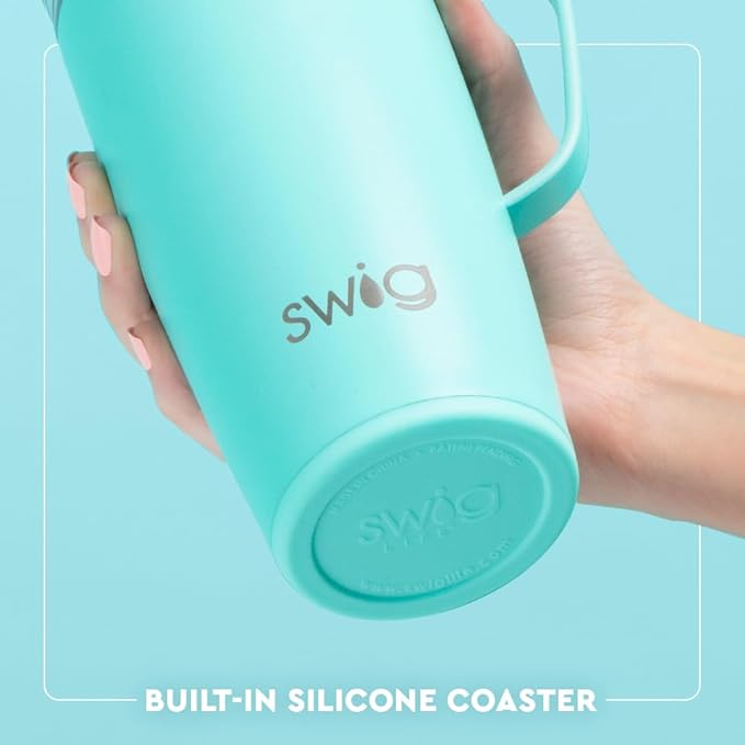 Swig Life 22oz Travel Mug, Insulated Tumbler with Handle and Lid, Travel Coffee Mug, Cup Holder Friendly, Stainless Steel 22 oz Tumbler, Reusable Insulated with Lid (Strawberry Shortcake)
