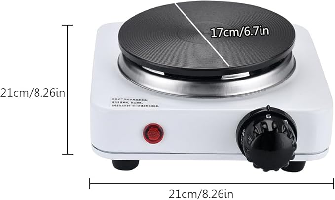 Compact and Portable Countertop Burner- Countertop Double Cast Iron Burner 2000 Watts Electric Hot Plate Temperature Controls White