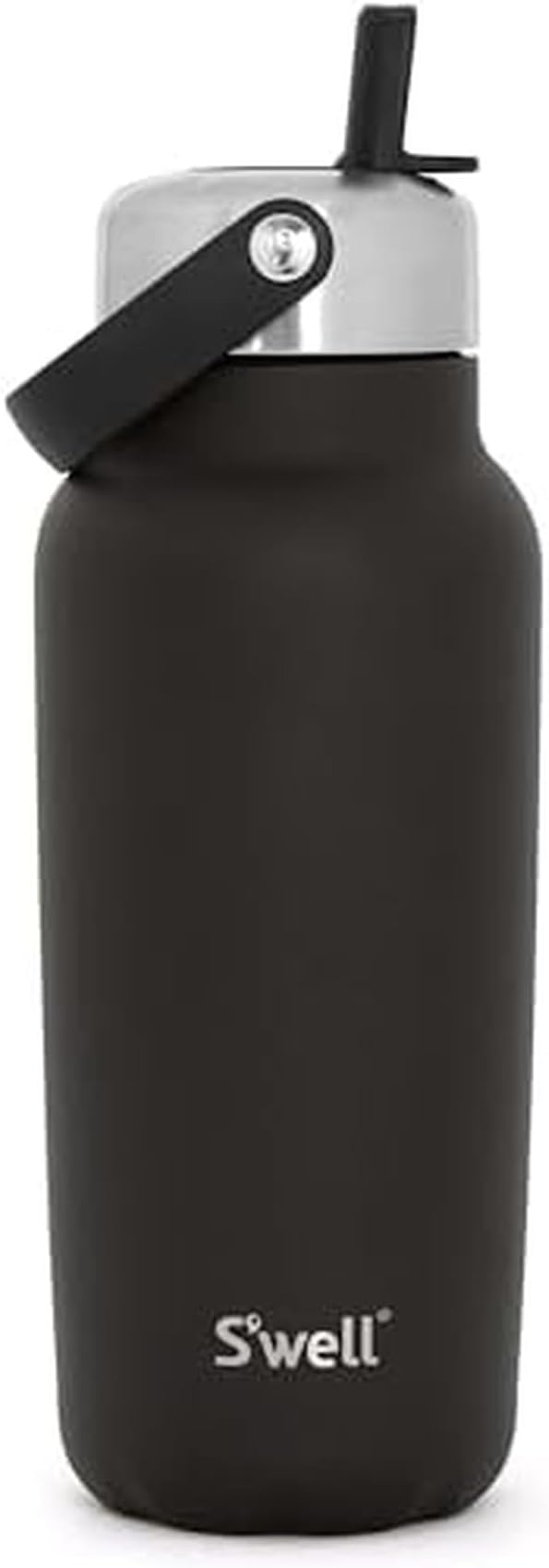 S'well Recycled Stainless Steel Explorer with Flip Straw Lid, 32oz, Onyx, Triple Layered Vacuum Insulated Containers Keeps Drinks Cold for 42 Hours and Hot for 10