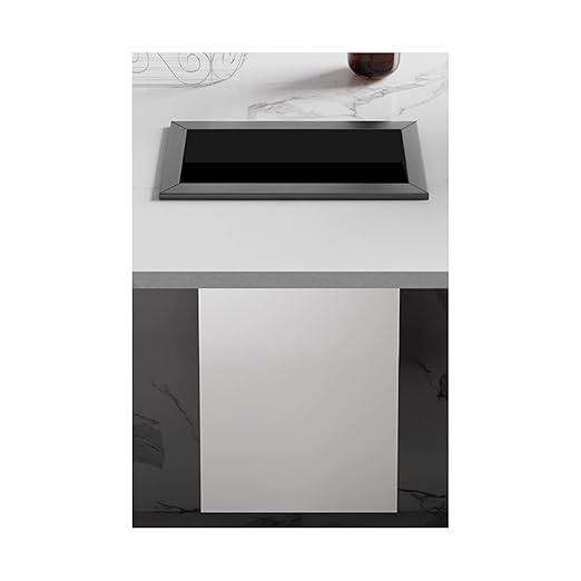 Embedded Countertop Trash Can, Stainless Steel Kitchen Trash Can, Built-in Countertop Trash and Waste Chute, Square Built-in Countertop Trash Can Grommet,Gray Set