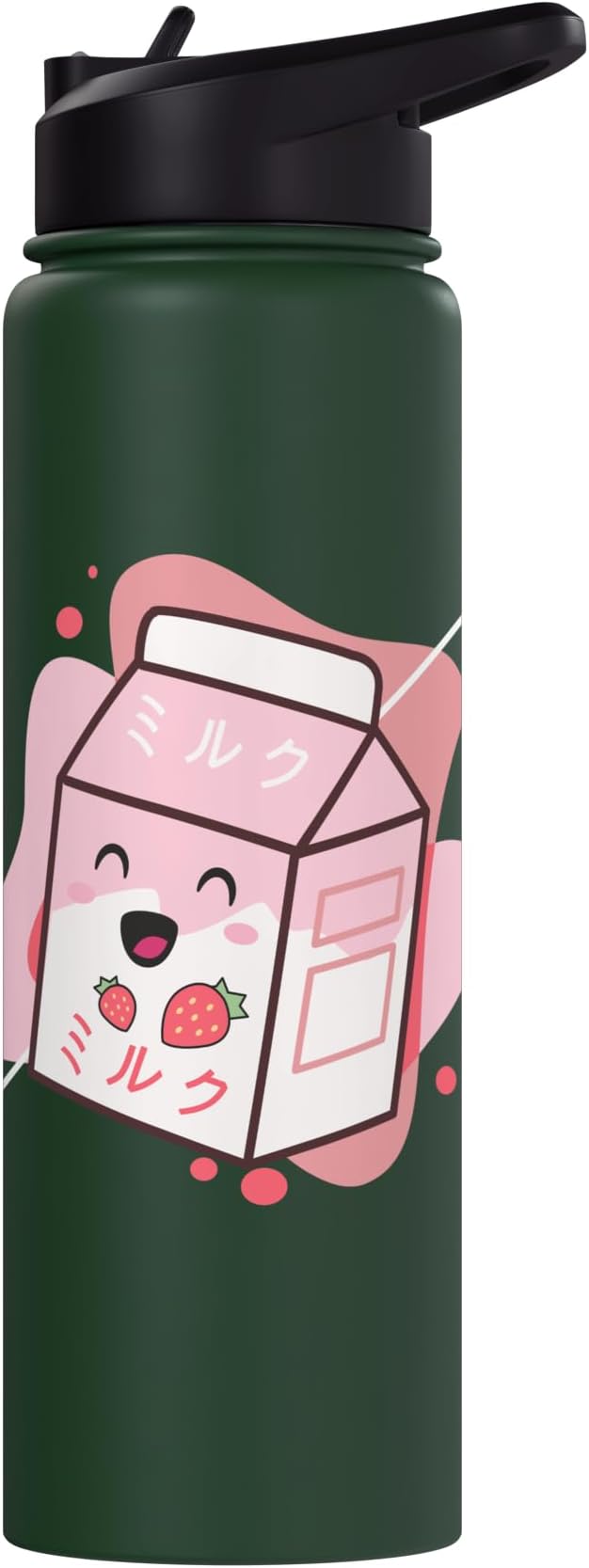 Kawaii Milk Cow Retro Japanese Strawberry Strawberry Milk Stainless Steel Insulated Water Bottle