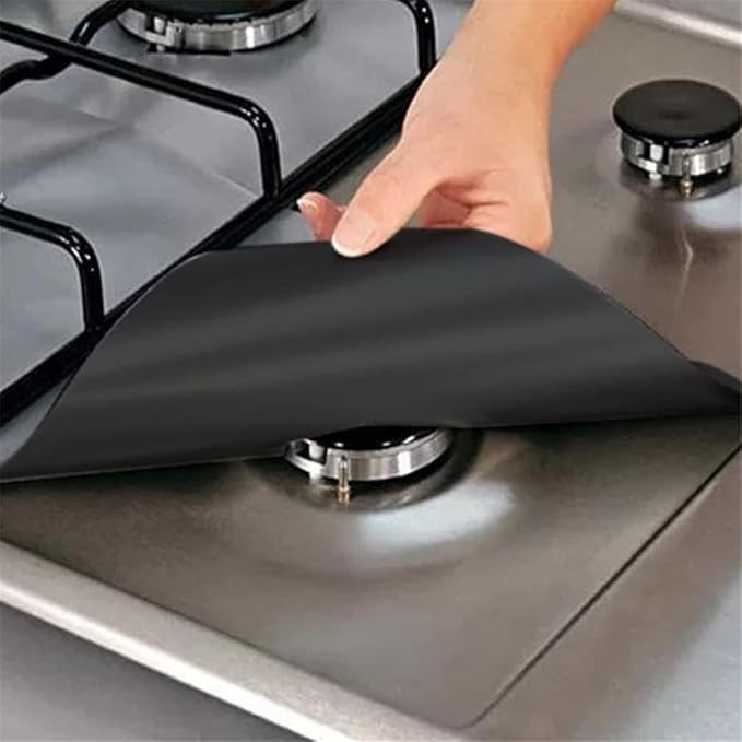 JSEIAJB 4pcs Gas Stove Non-stick Liner Heat Resistant Protector Cooker Mat Pad Kitchen Protect Gas Stove Stovetop Tool(D)