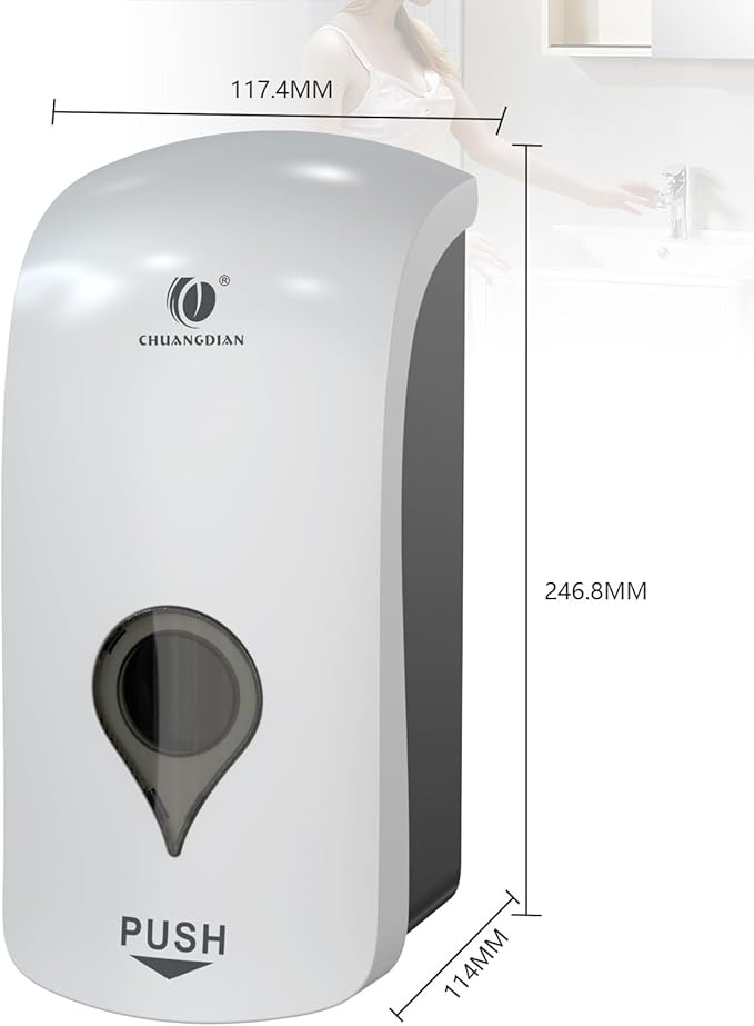 Manual Foam Soap Dispenser, 35oz (1000ml) Commercial Refillable Foaming Soap Dispenser-White, CHUANGDIAN