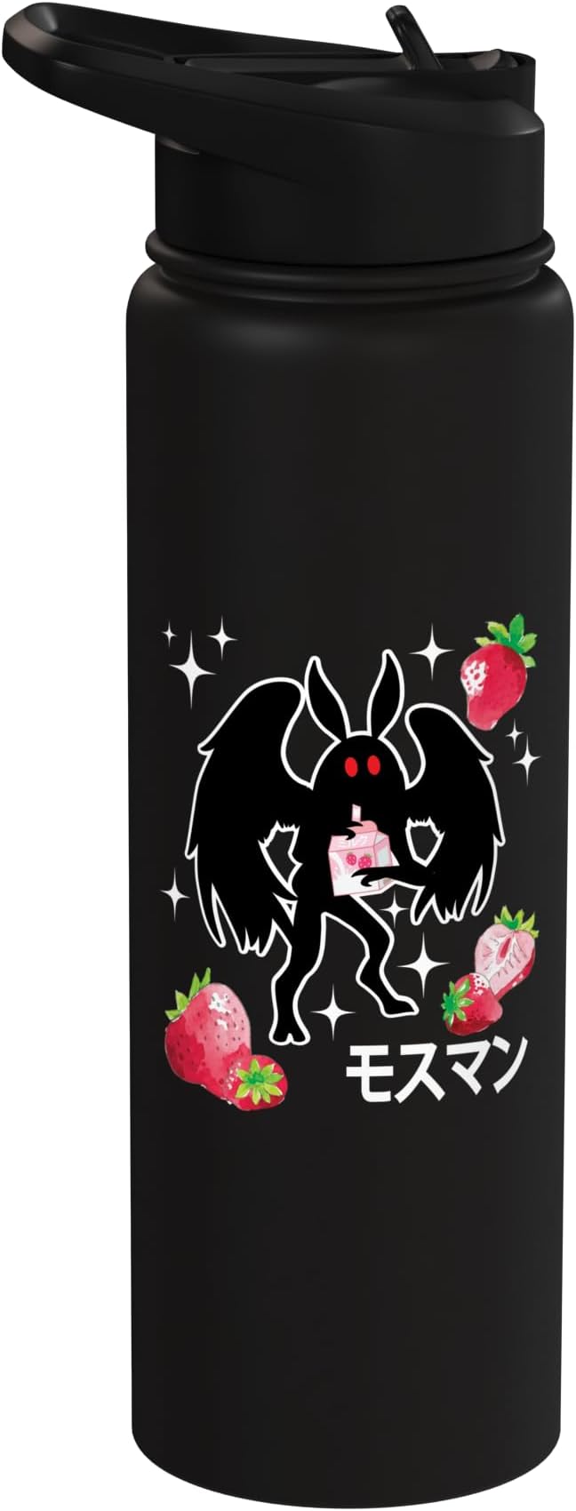 Mothman Kawaii Strawberry Milk Shake Carton Stainless Steel Insulated Water Bottle