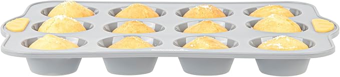 Restaurantware Silicone Baking Molds Pack of 40 Non-Stick Muffin Molds with Handles 12 Compartments, Oven-Friendly Dishwashable Freezer-Friendly Heat-Resistant Gray Silicone Cupcake Muffin Pans
