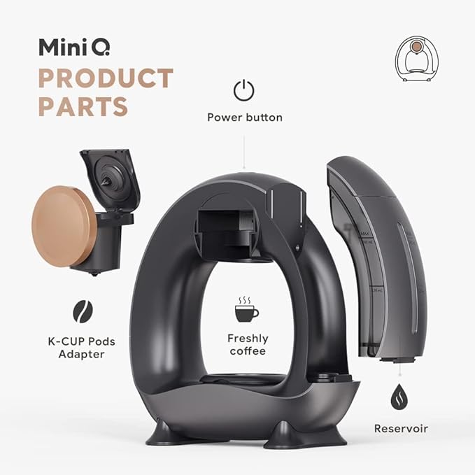 Single-Serve Coffee Maker, 2 in 1 One Cup Coffee Machine Compatible with K-Cup Pod & Coffee Grounds/Tea with One Button Operation,Fast Brew in 1 minute,Compact For Home, Office, RV and Dorm (Black)