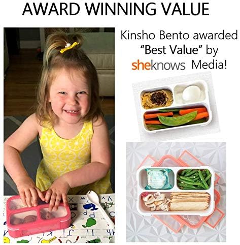 Small Snack Containers for Kids Toddlers - 3 Compartments (Set of 3) - Leak-Proof Boxes with Lids - BPA-Free Plastic Mini Bento Lunch Box - Ideal for School, Daycare, Holds 2 Cups (Pink Coral+Orange)