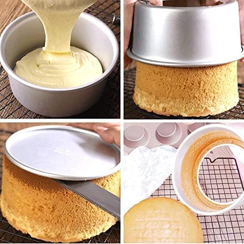 EXGOX 2 Pack 10-Inch Non-Stick Deep Aluminum Round Cake Pan With Removable Bottom For Wedding/Birthday/Christmas Cake Baking Round Cake Tin Set With Loose Base